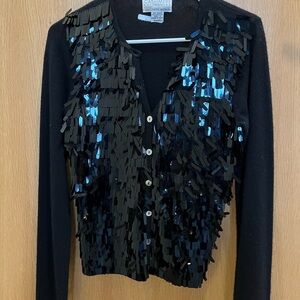Cashmere Black Sequin Cardigan